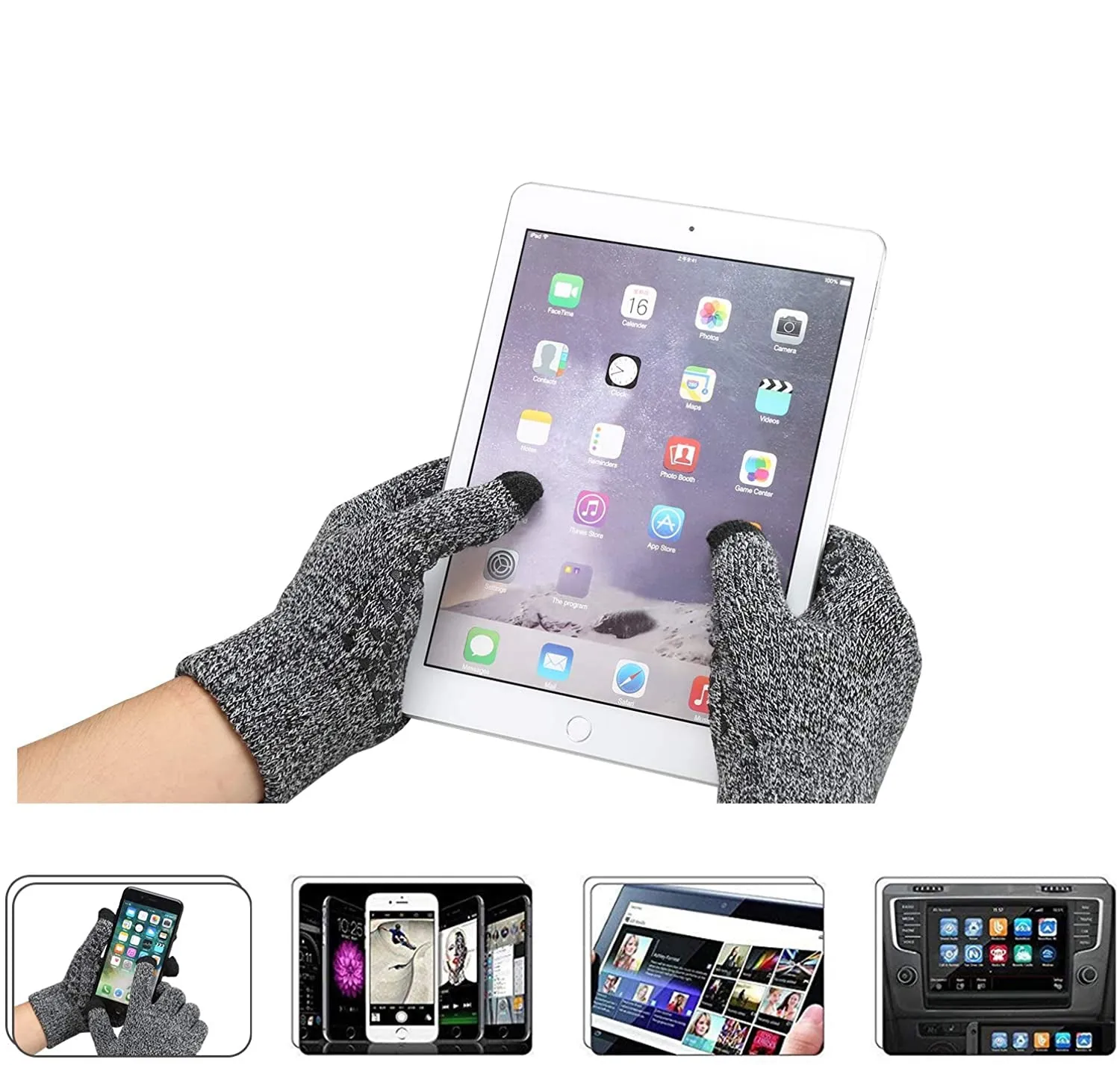 (1 pair) Capacitive Touchscreen Gloves Patterned Ladies Accessory (One Size) for Smartphone / Tablet - Gray / Brown