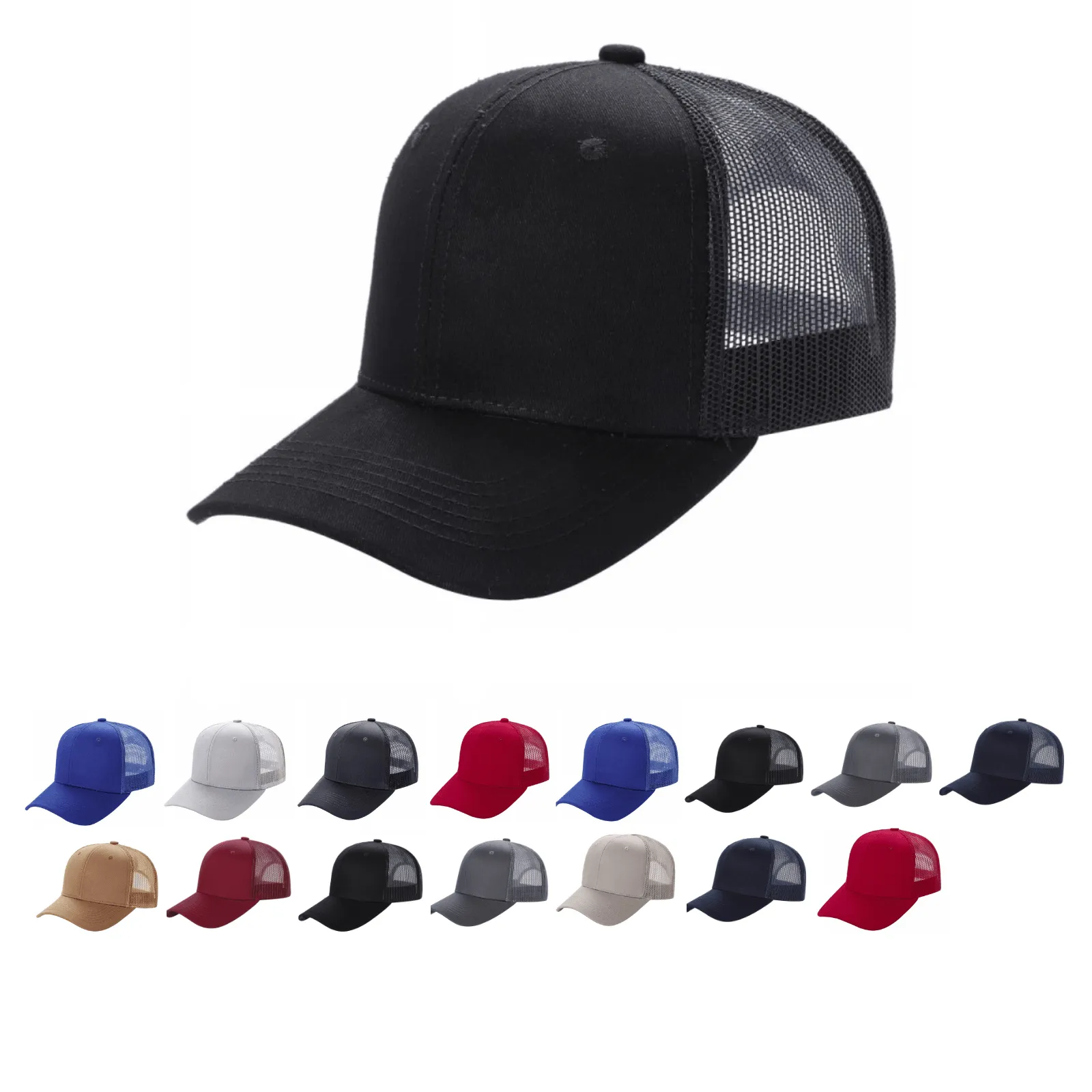 12 Pack Trucker Mesh Hat Cap - Curved Bill, 6-Panel