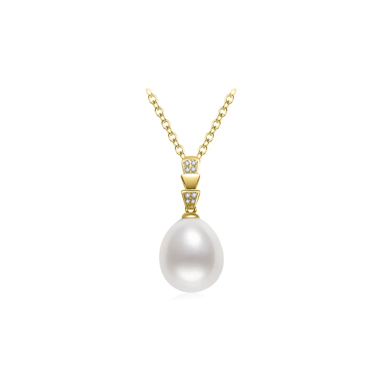 18K Solid Gold Australian White Diamond Saltwater Pearl Necklace KN00198