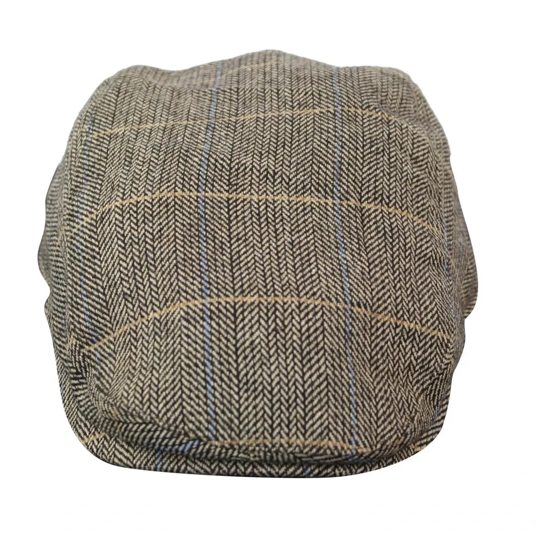 Albert - Men's Herringbone Tweed Wool Check Grandad Flat Hat