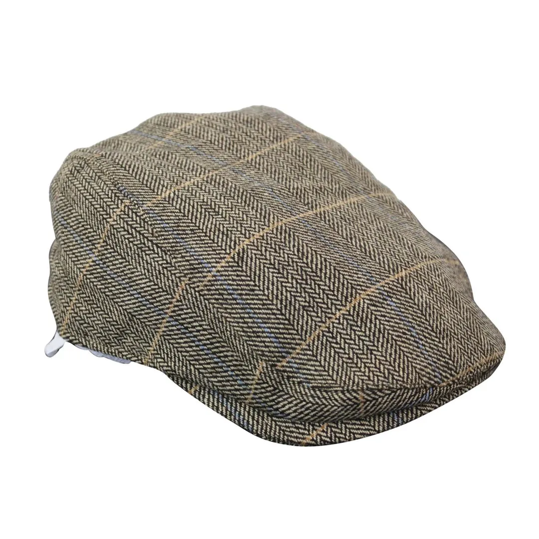 Albert - Men's Herringbone Tweed Wool Check Grandad Flat Hat