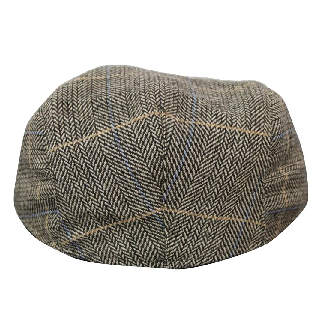 Albert - Men's Herringbone Tweed Wool Check Grandad Flat Hat