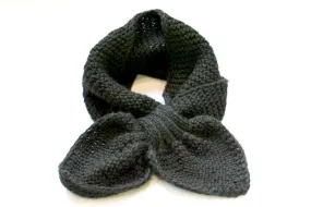 Alpaca Hand Knitted Pull Through Scarf in Black