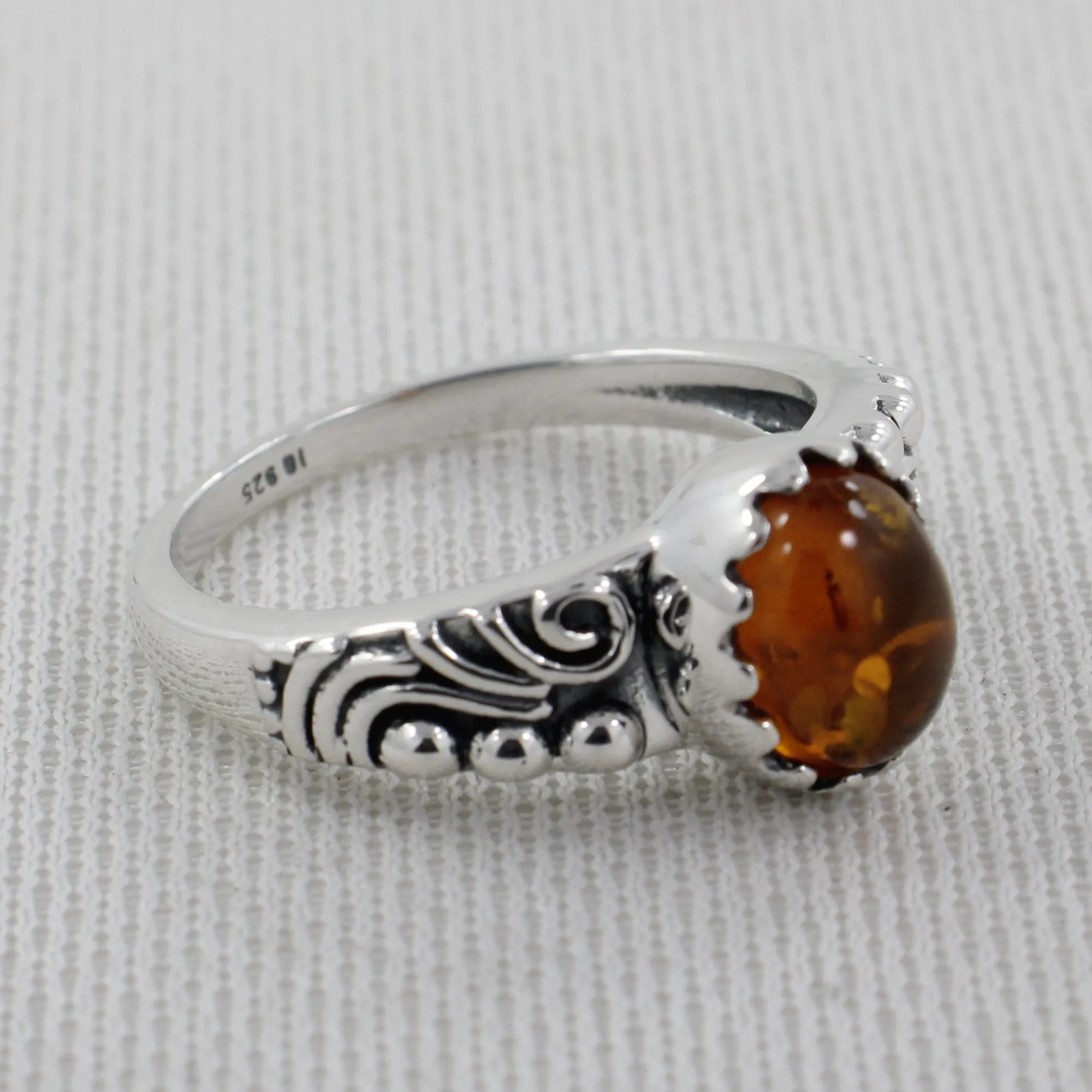 Amber Silver Rings