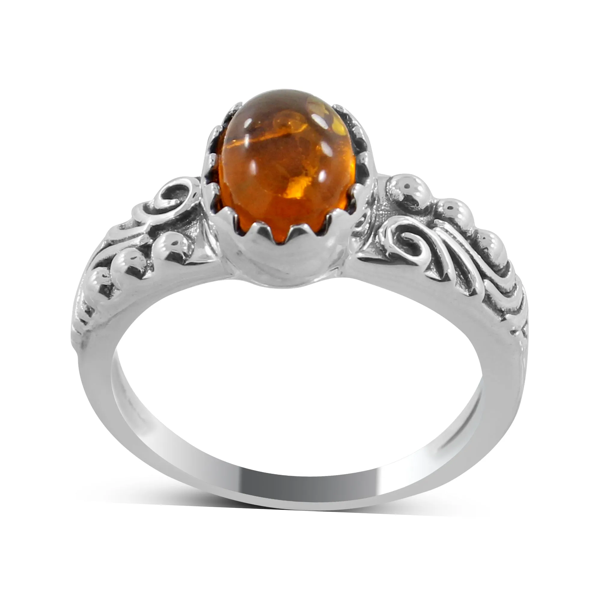 Amber Silver Rings