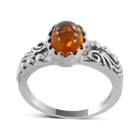 Amber Silver Rings