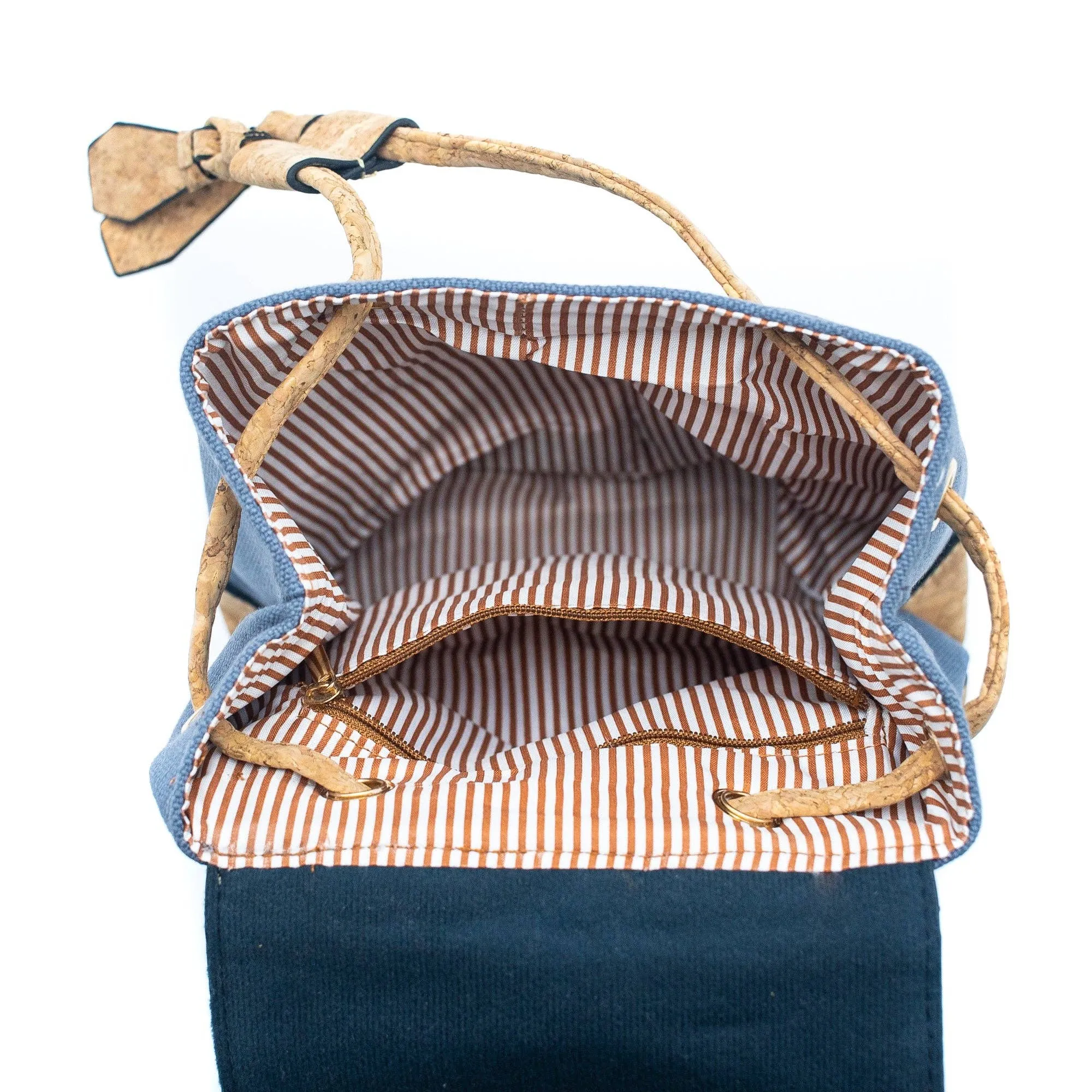 Azure Chic Cork and Cotton Backpack- BAG-2078