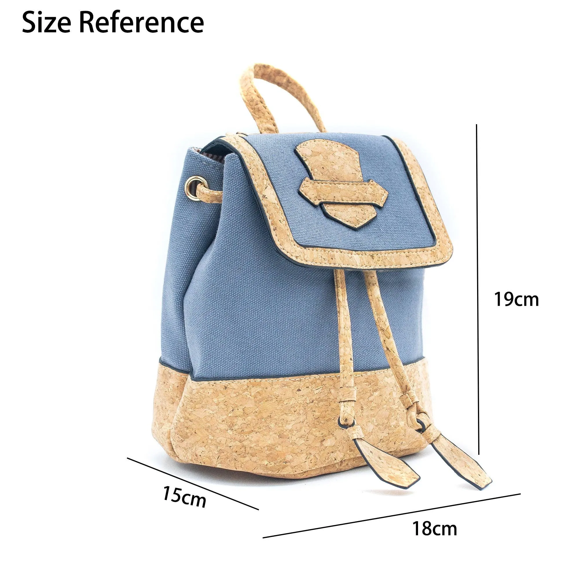 Azure Chic Cork and Cotton Backpack- BAG-2078