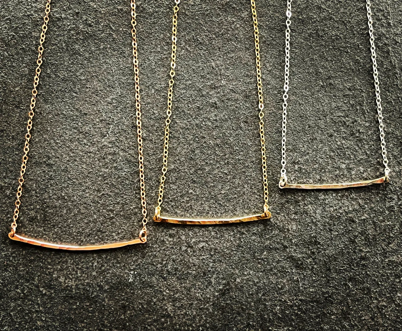 Bar Necklace - Hammered Metal