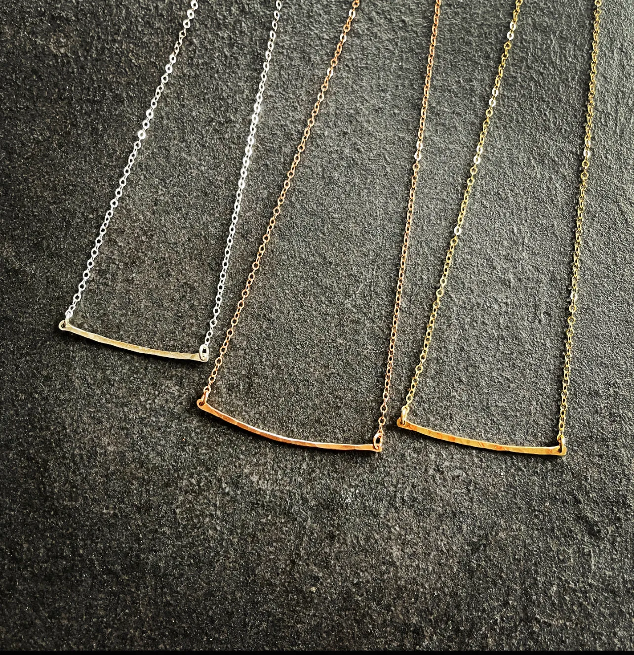 Bar Necklace - Hammered Metal