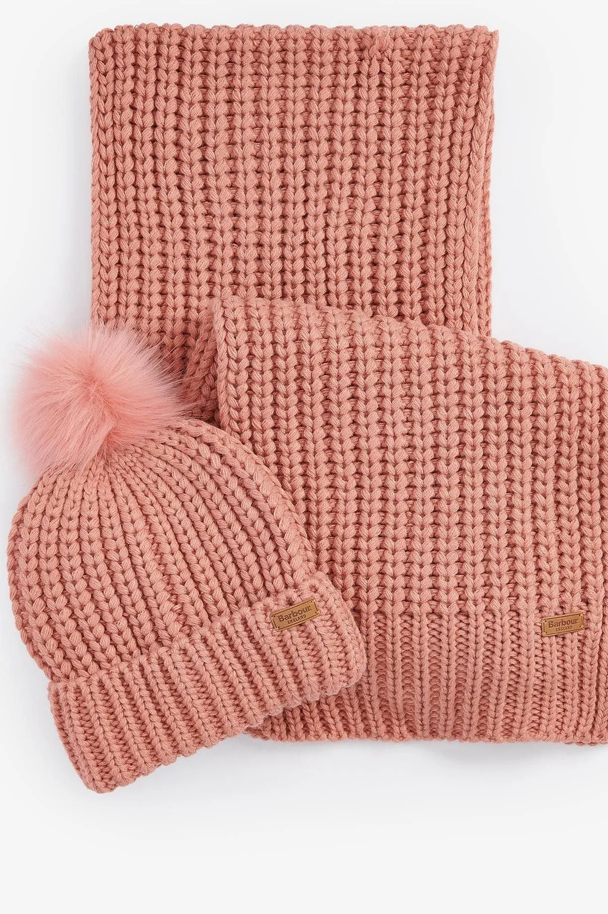 Barbour Beanie and scarf Gift Set Saltburn in Pink Rust LGS0023PI35