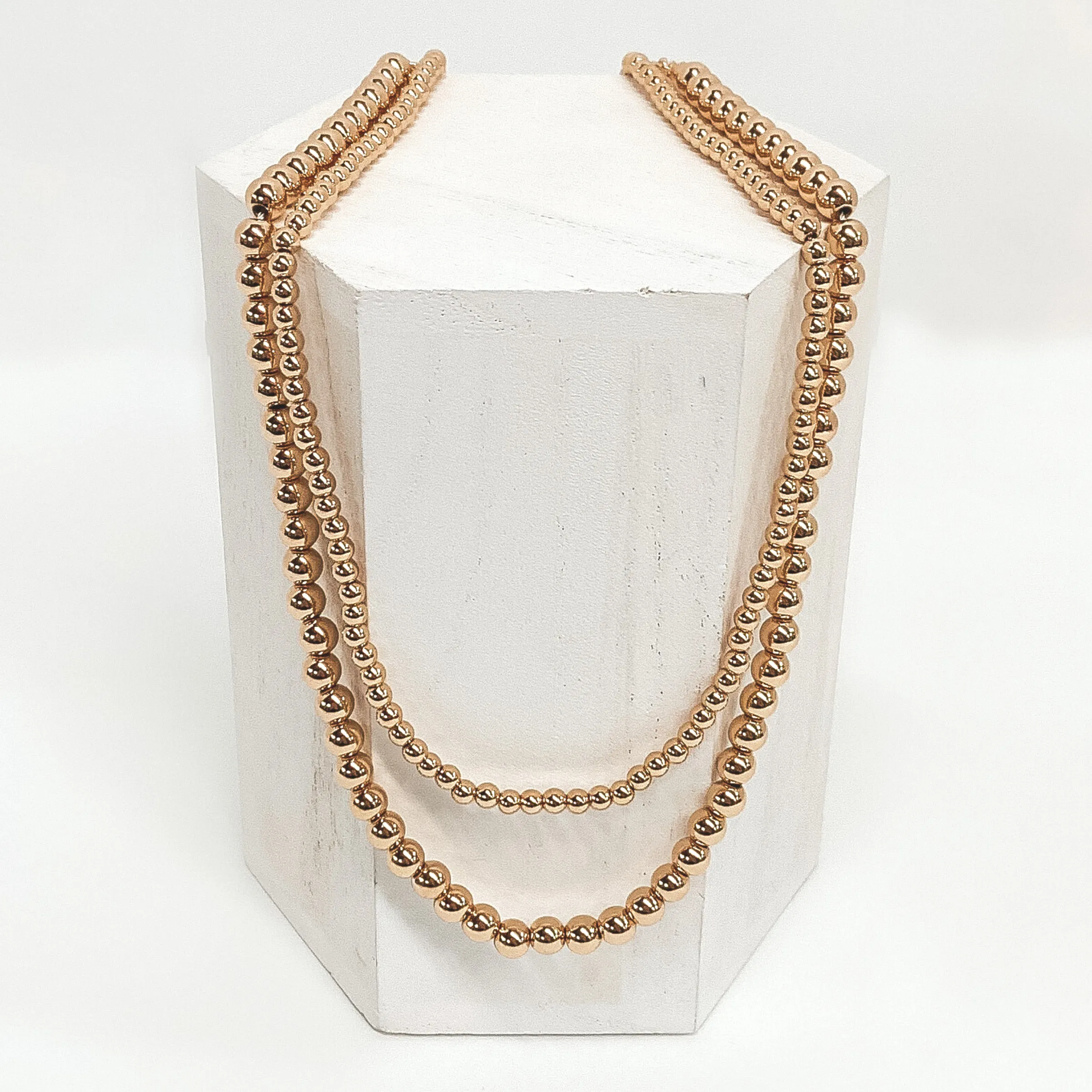 Beaded Bliss 6mm Necklace in Gold