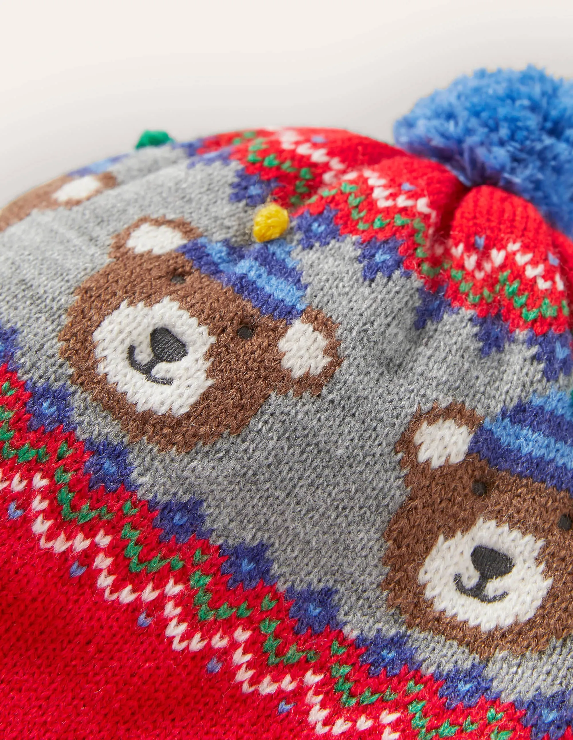 Bear Knitted Set-Red Fairisle