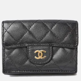 Black Caviar Leather Compact Wallet