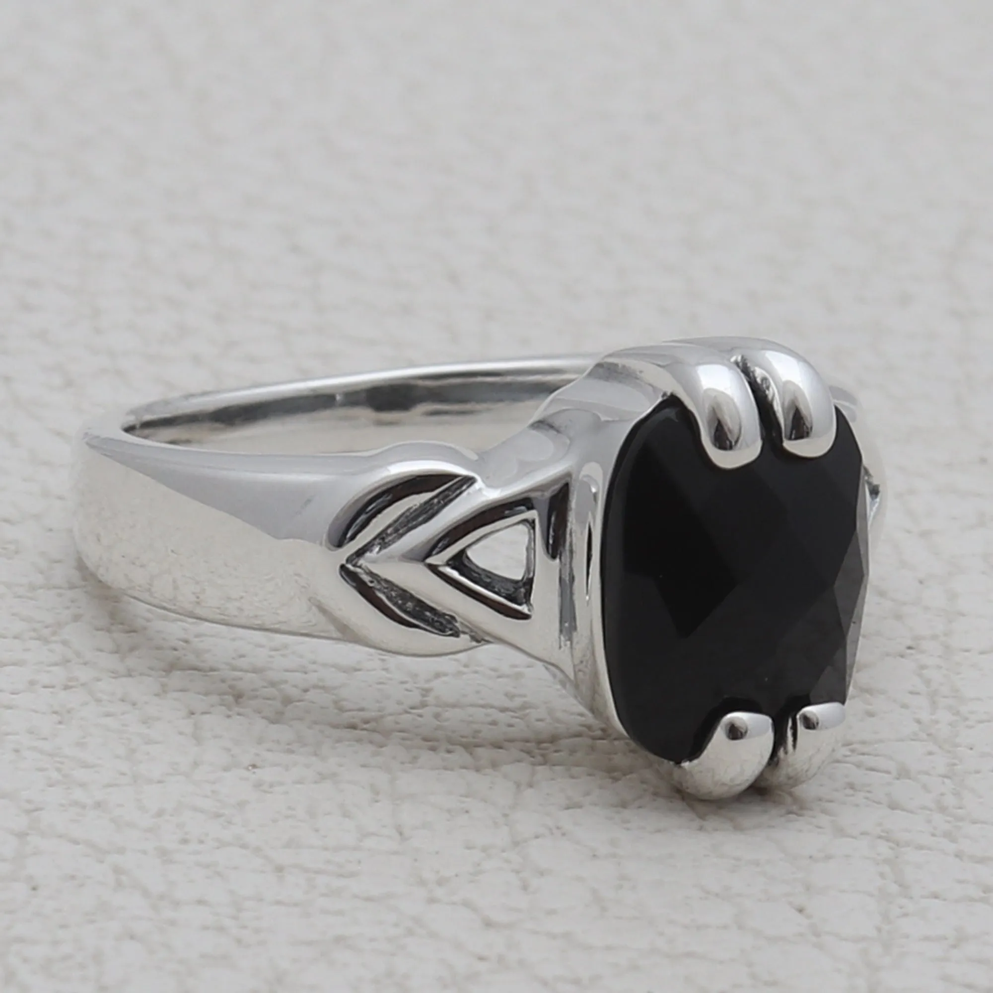 Black Onxy Silver Rings