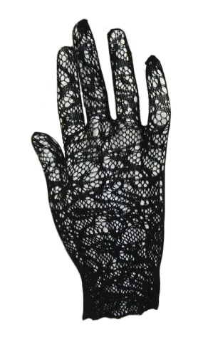 Black Open Weave Lace Gloves