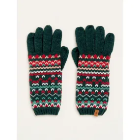 Brakeburn One Size Green Fair Isle Knitted Gloves