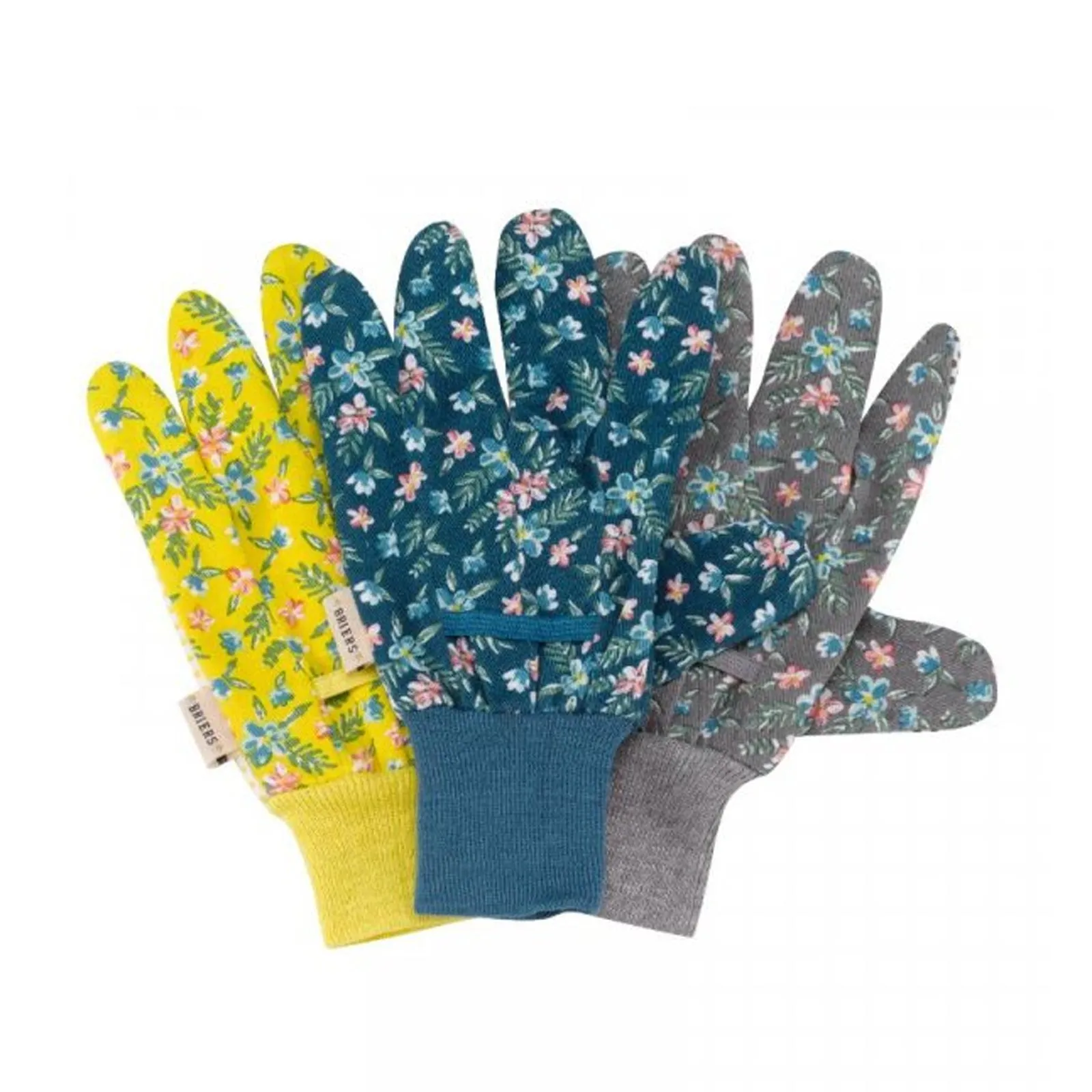 Briers Fleurette Cotton Grips Medium Gloves 3pk