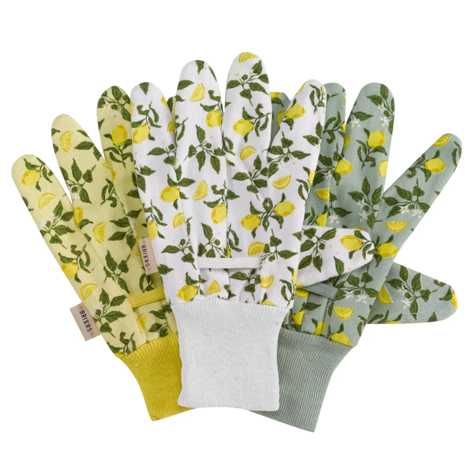 Briers Lemon Cotton Medium Gloves Triple Pack