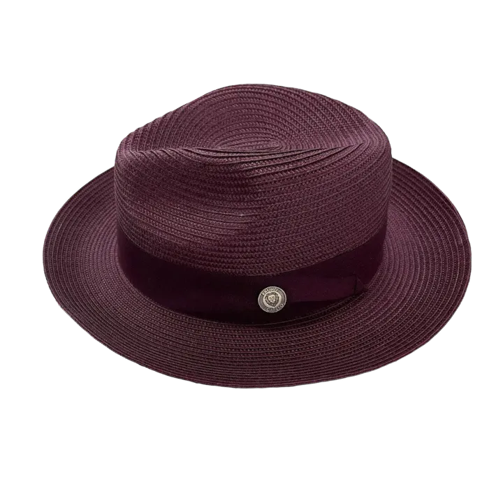 Bruno Capelo Men's Burgundy Straw  Hat