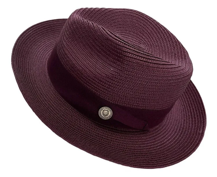 Bruno Capelo Men's Burgundy Straw  Hat