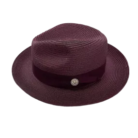 Bruno Capelo Men's Burgundy Straw  Hat