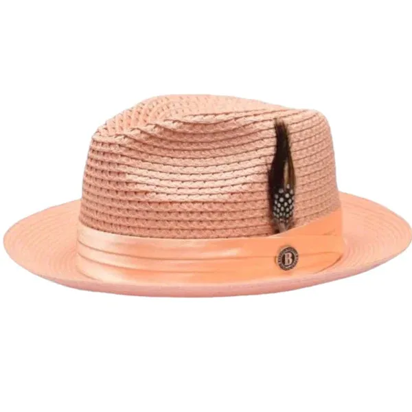 Bruno Capelo peach men's straw hat casual and dress summer hats