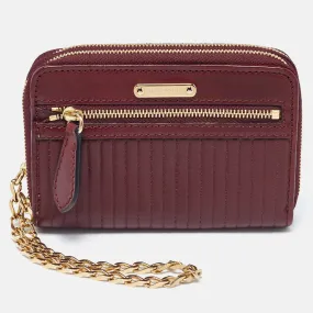 Burgundy Leather Double Zip Compact Wallet