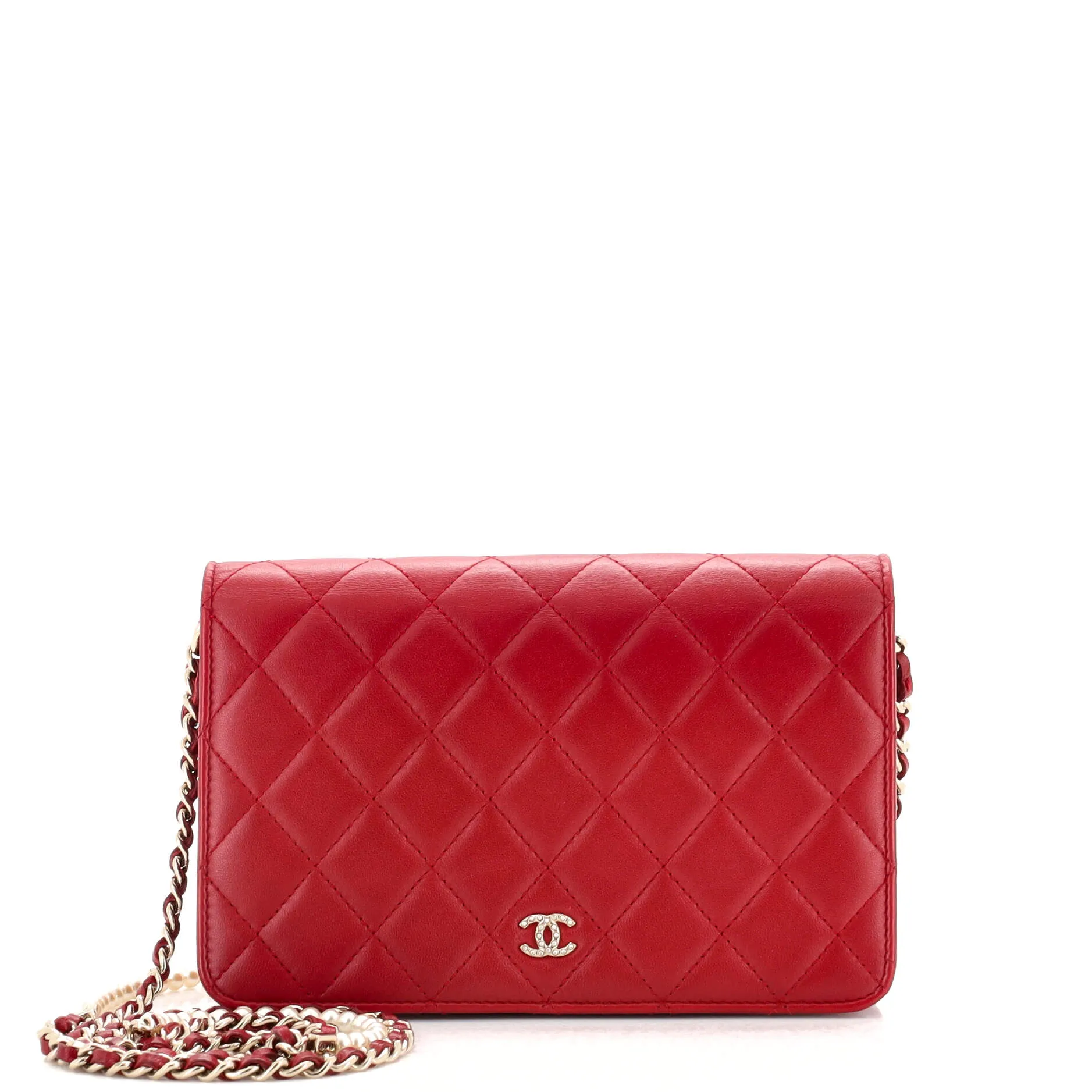 CHANEL Pearl Strap Wallet on Chain Quilted Lambskin