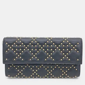 Christian Calfskin Cannage Studded Wallet on Chain