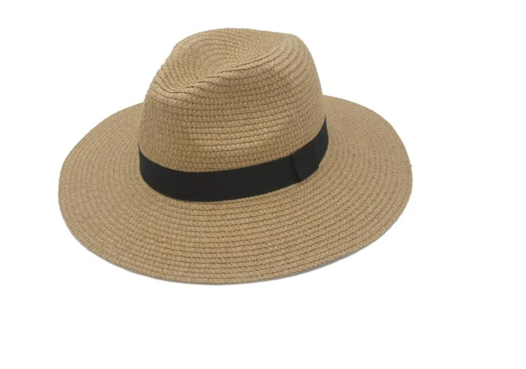 COLOR BANDED TAN SUMMER FEDORA HAT