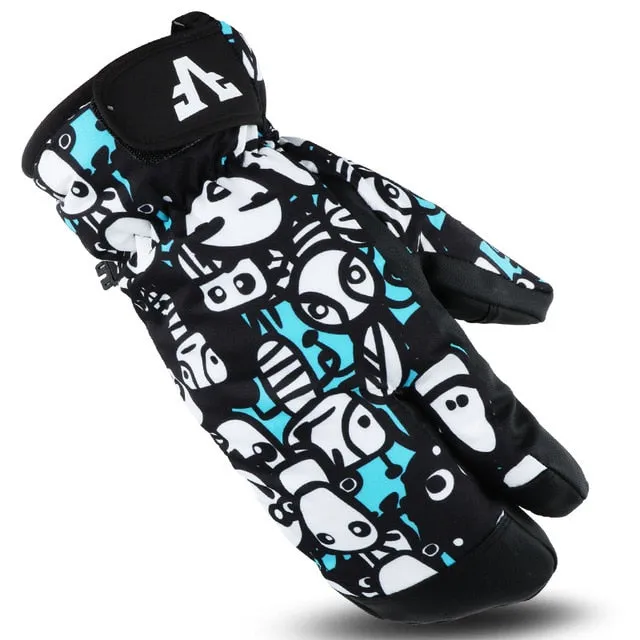 Colorful Cartoon Pattern Weatherproof Mittens  Fore-Finger Touch Tip