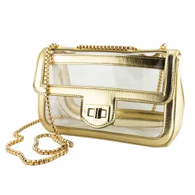 Convertible Crossbody - Clear Bag with Gold Accents