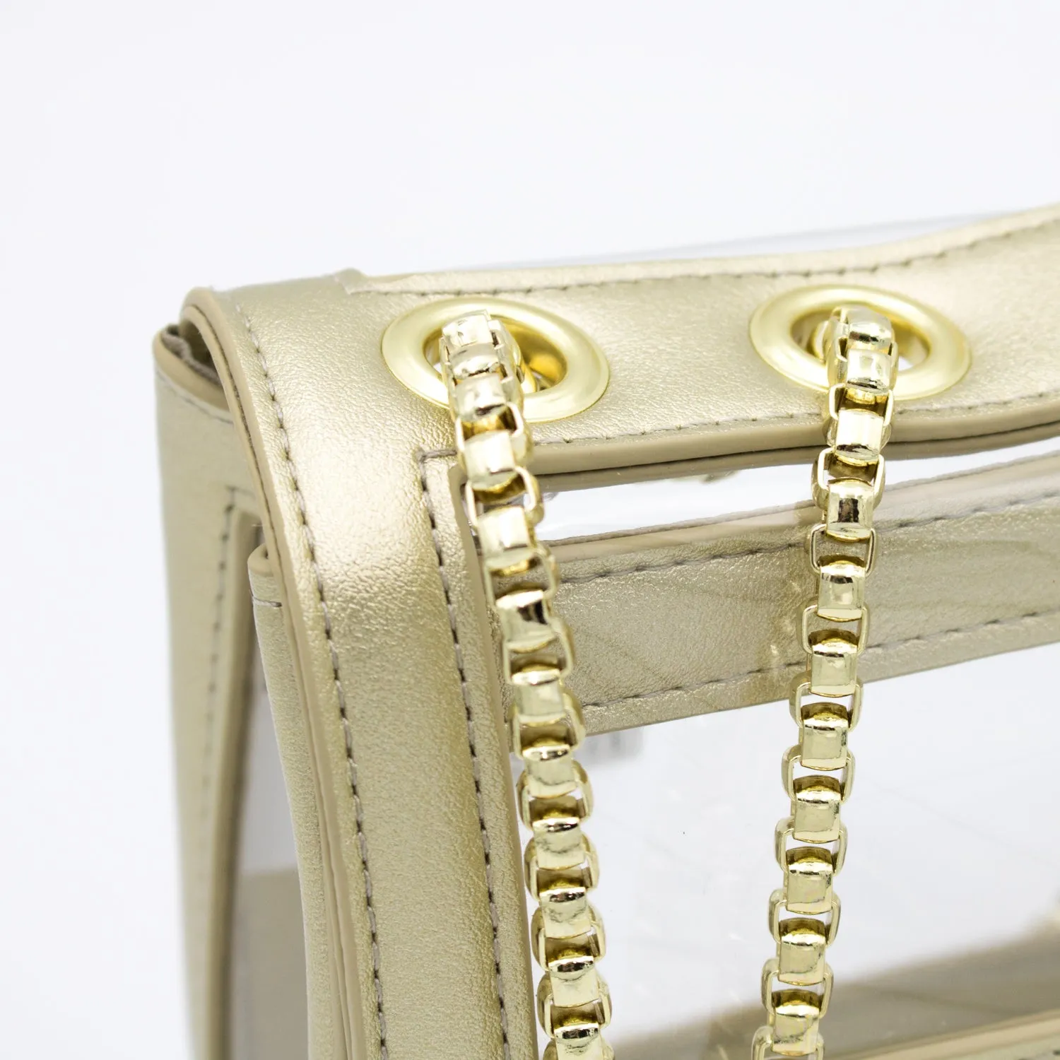 Convertible Crossbody - Clear Bag with Gold Accents