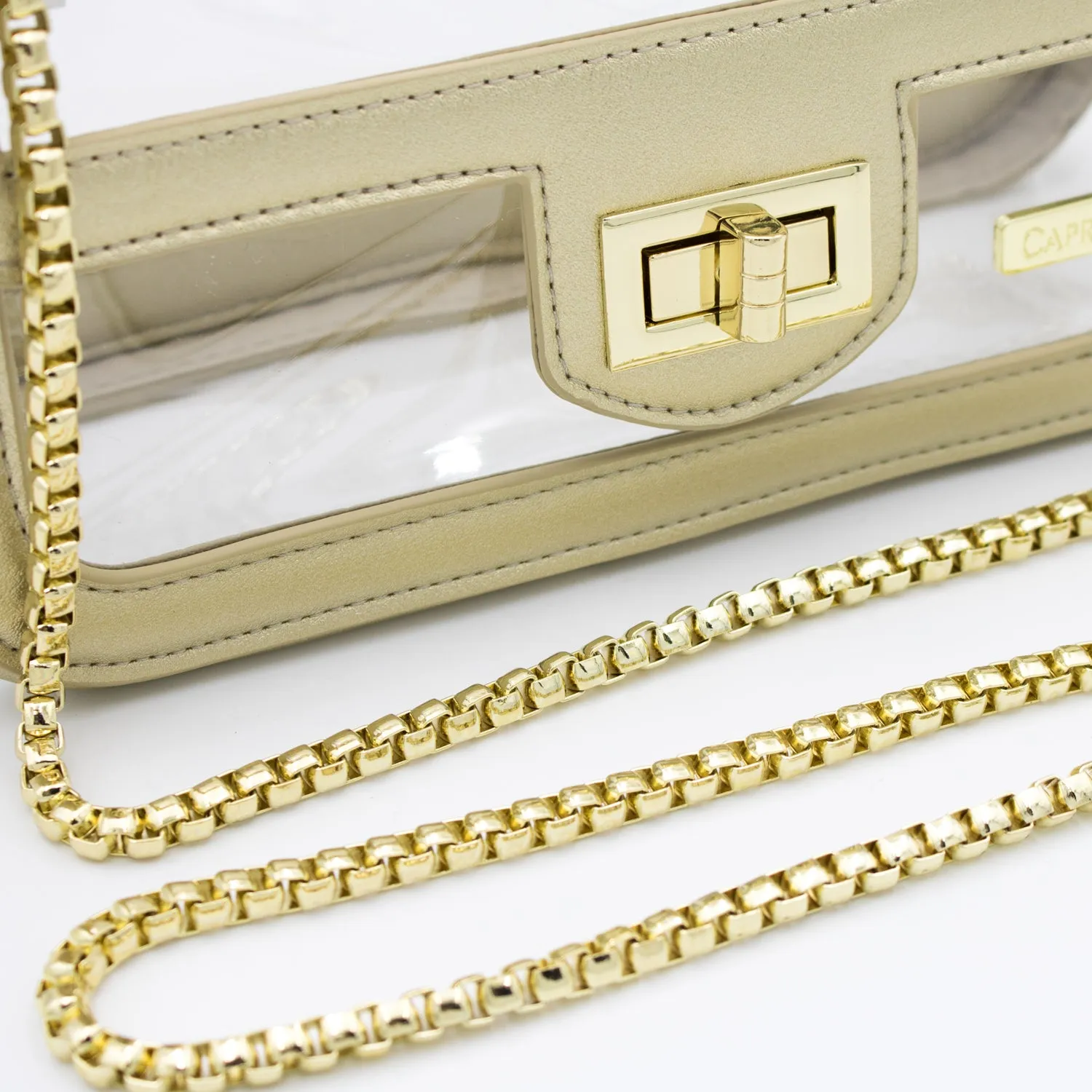 Convertible Crossbody - Clear Bag with Gold Accents