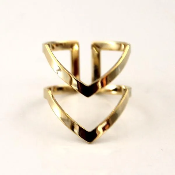 Double Line V Ring Geometric Ring