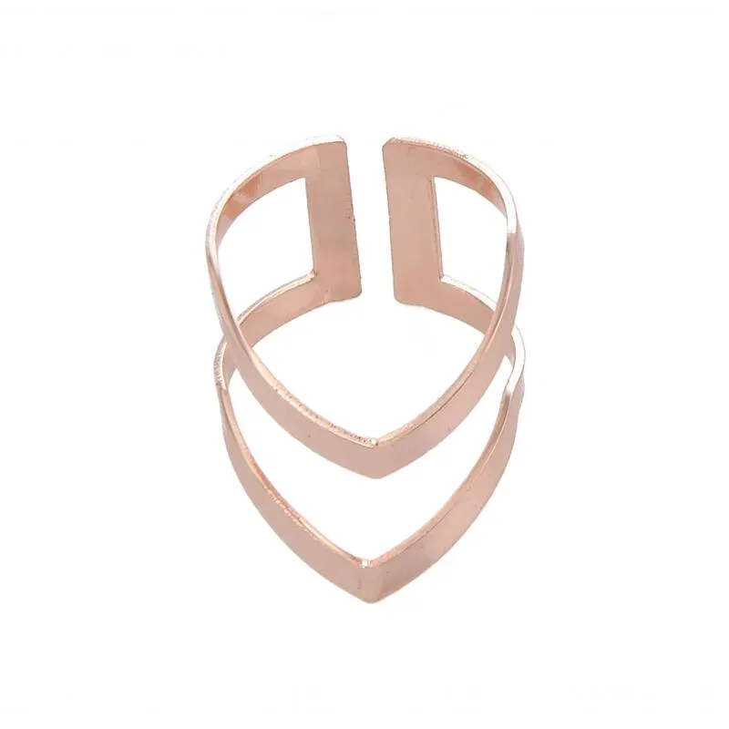 Double Line V Ring Geometric Ring