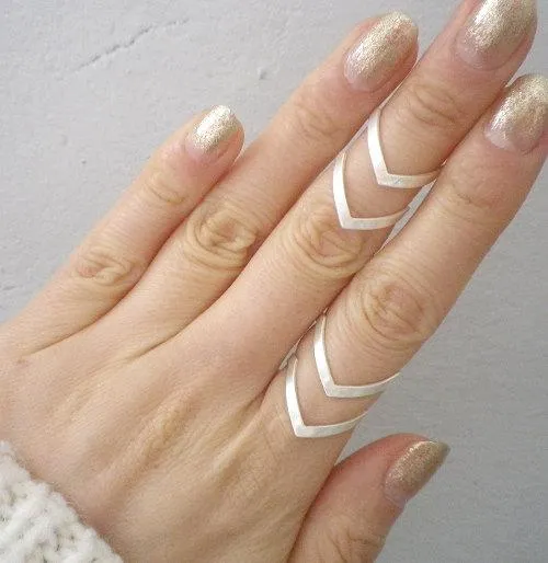 Double Line V Ring Geometric Ring