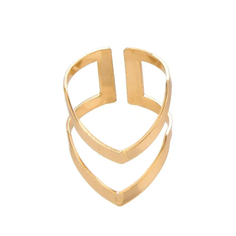 Double Line V Ring Geometric Ring