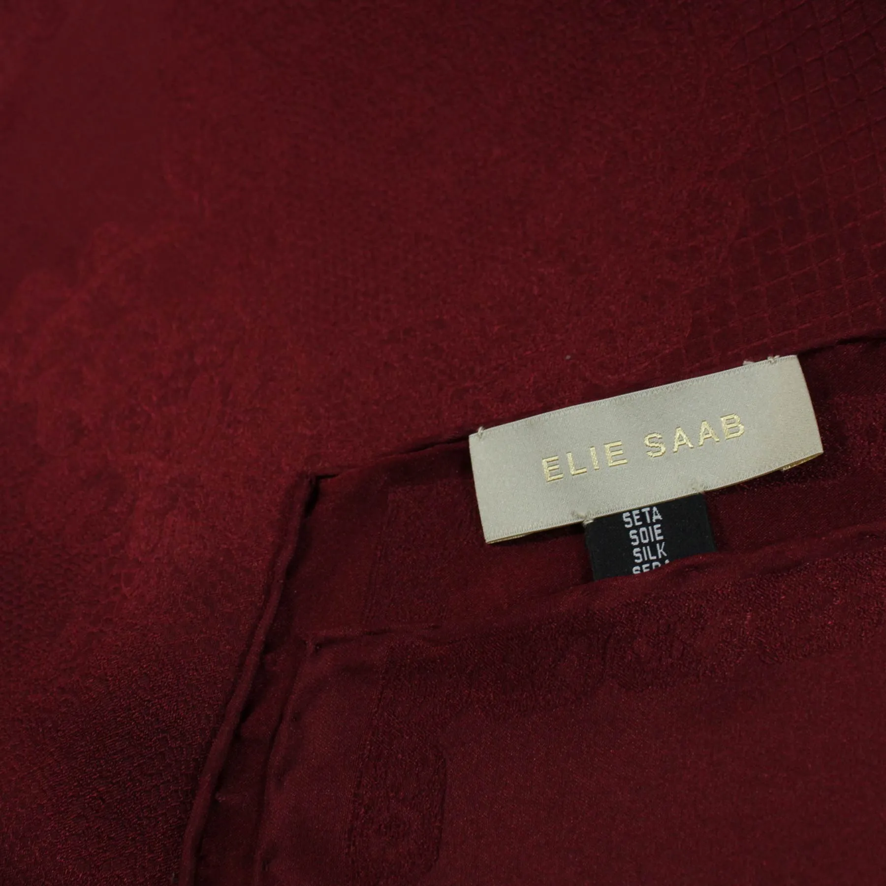 Elie Saab Scarf Maroon Tonal Design - Silk Shawl SALE