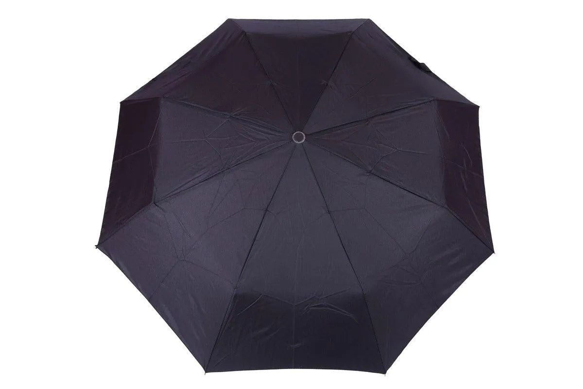 Fabseasons Black Solid Plain 3 Fold Automatic Umbrella