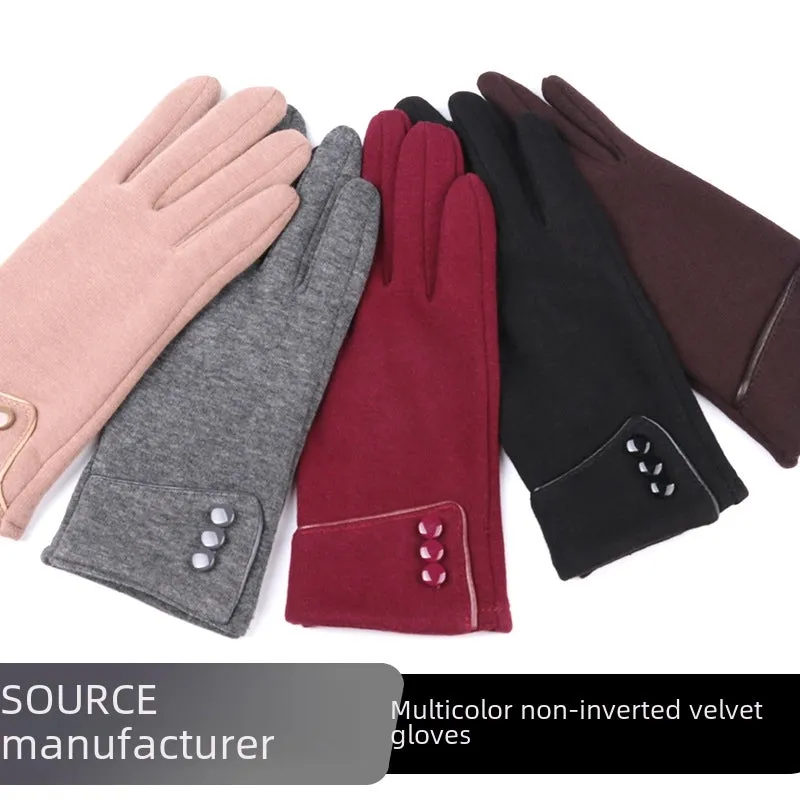 Fleece-lined Gloves Autumn And Winter Warm Gloves Women's Non-inverted Velvet Fleece-lined Riding Gloves Winter Snow Gloves Winter