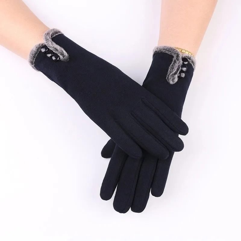 Fleece-lined Gloves Autumn And Winter Warm Gloves Women's Non-inverted Velvet Fleece-lined Riding Gloves Winter Snow Gloves Winter