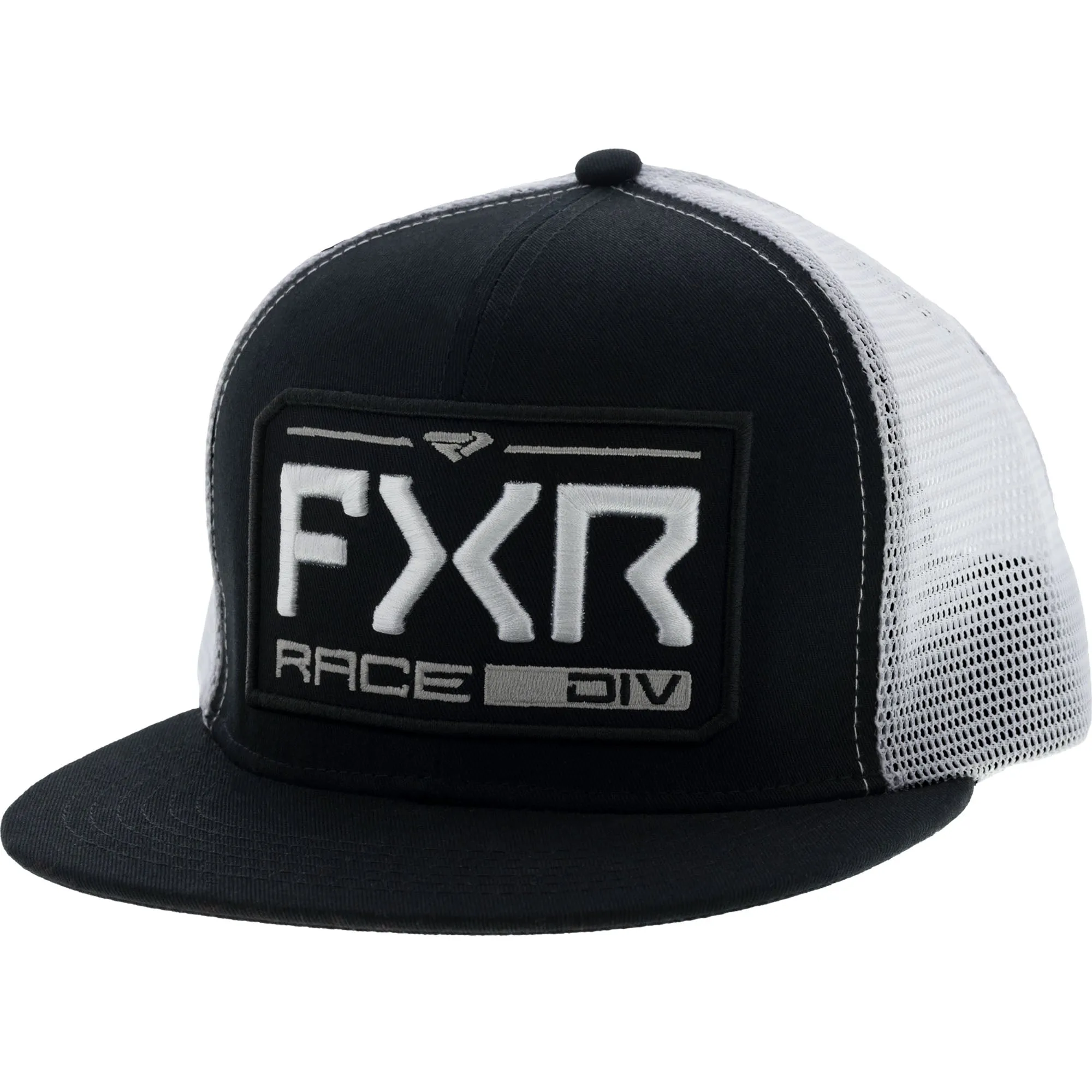 FXR  Race Division Hat Cotton Front Nylon Mesh Snap Back Flat Brim Logo