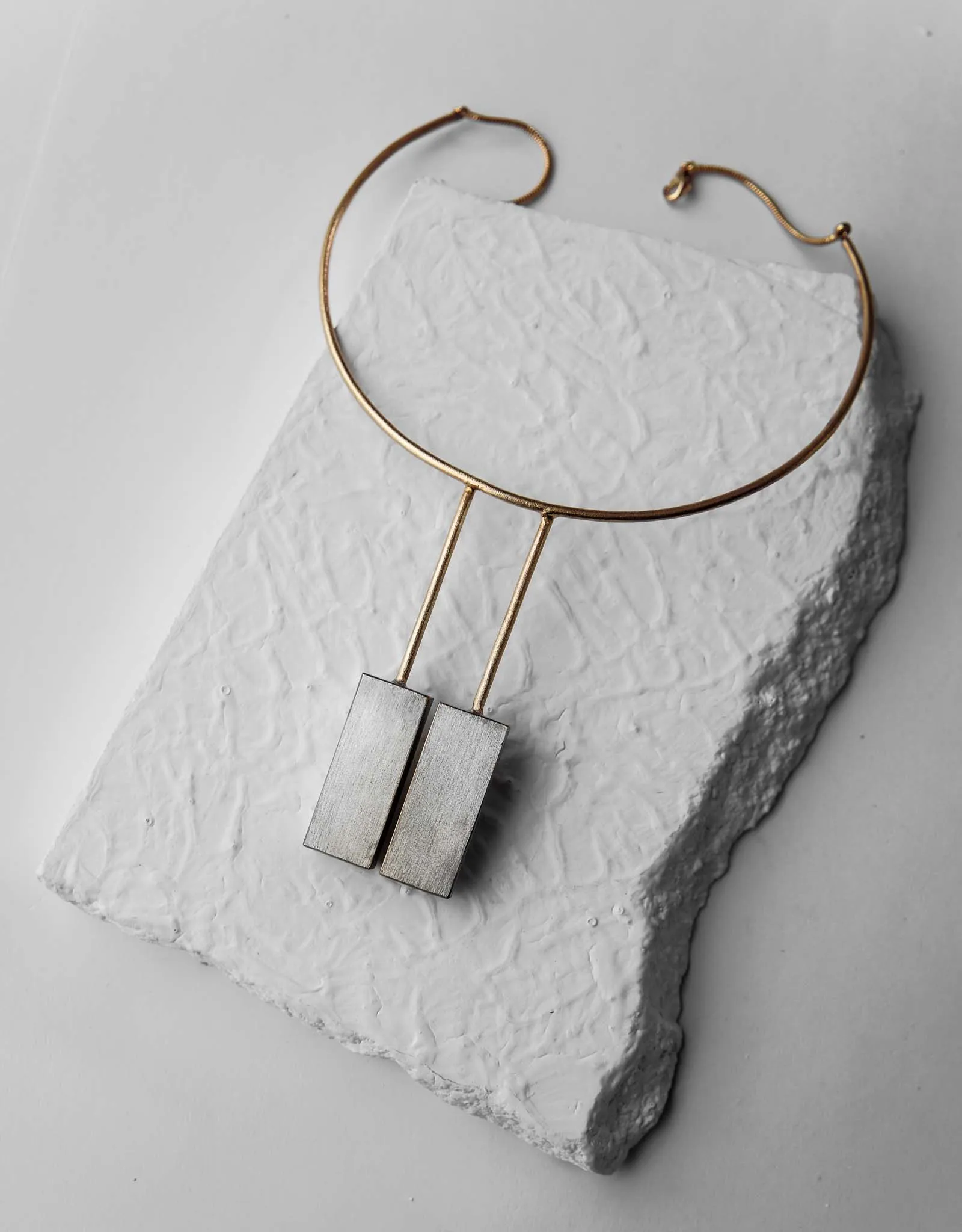 Gold Brass Necklaces-Twinning Tower