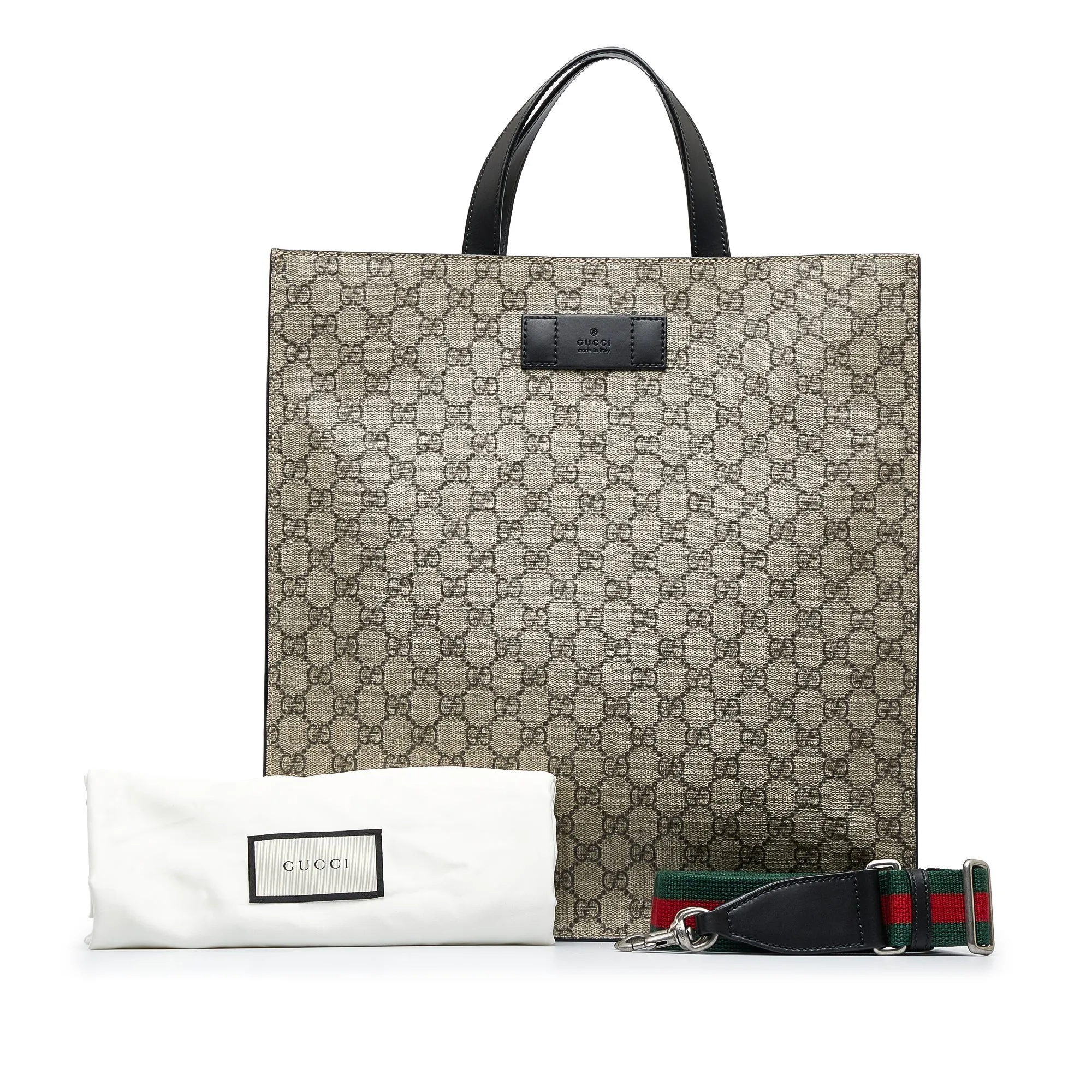 Gray Gucci GG Supreme Convertible Soft Tote Satchel