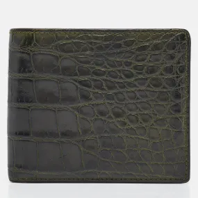 Green Crocodile Bifold Compact Wallet