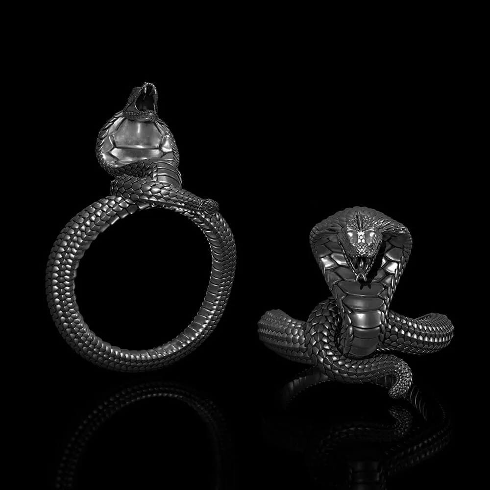 King Cobra Sterling Silver Snake Ring