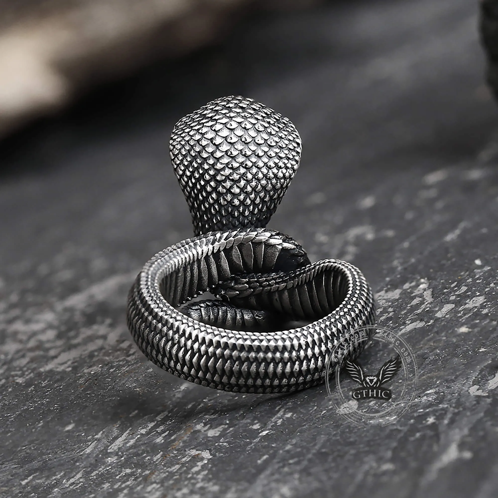 King Cobra Sterling Silver Snake Ring