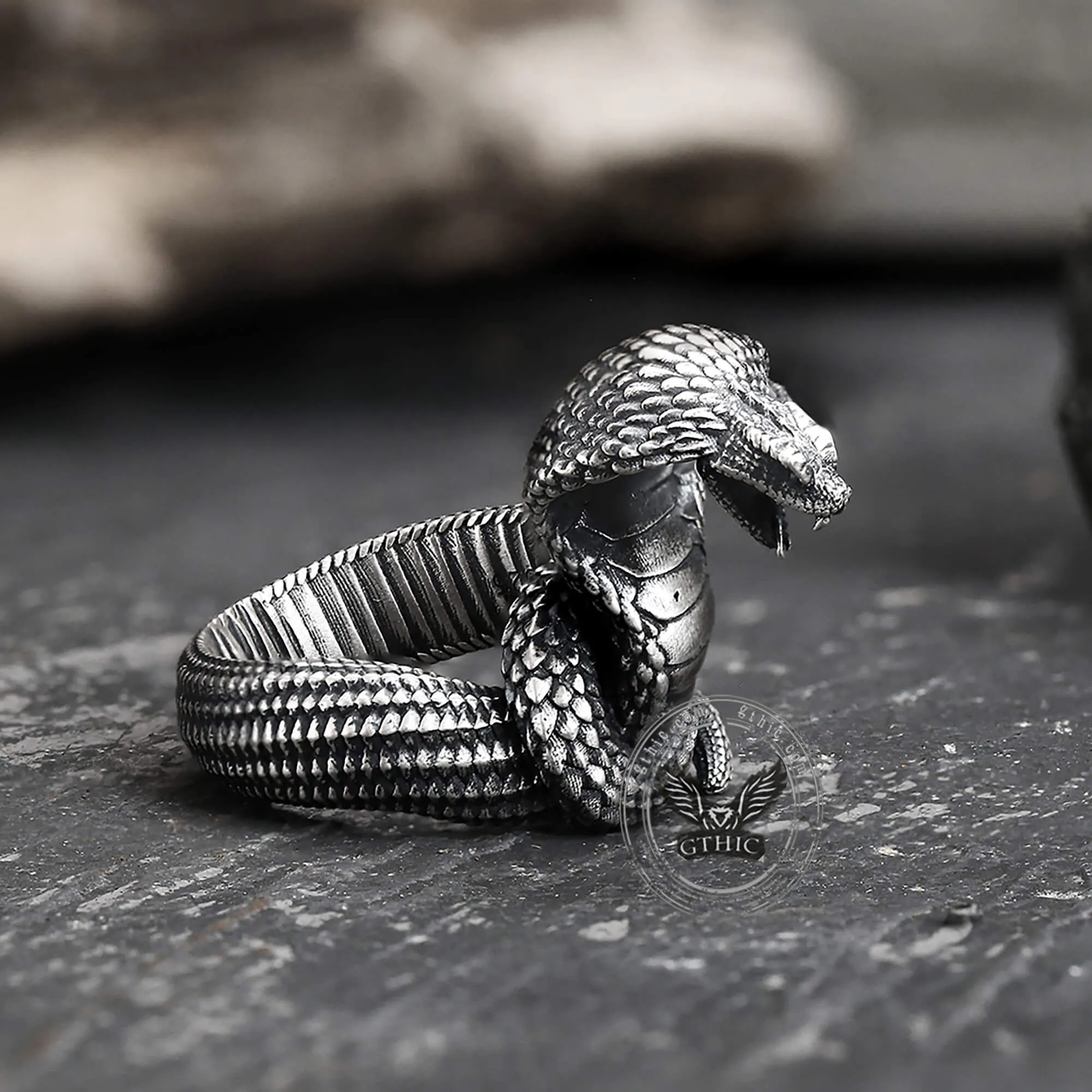 King Cobra Sterling Silver Snake Ring